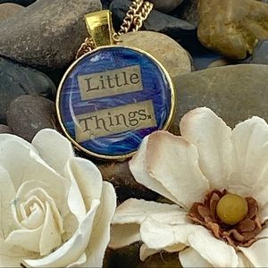 Blue and Gold Resin Pendant Necklace